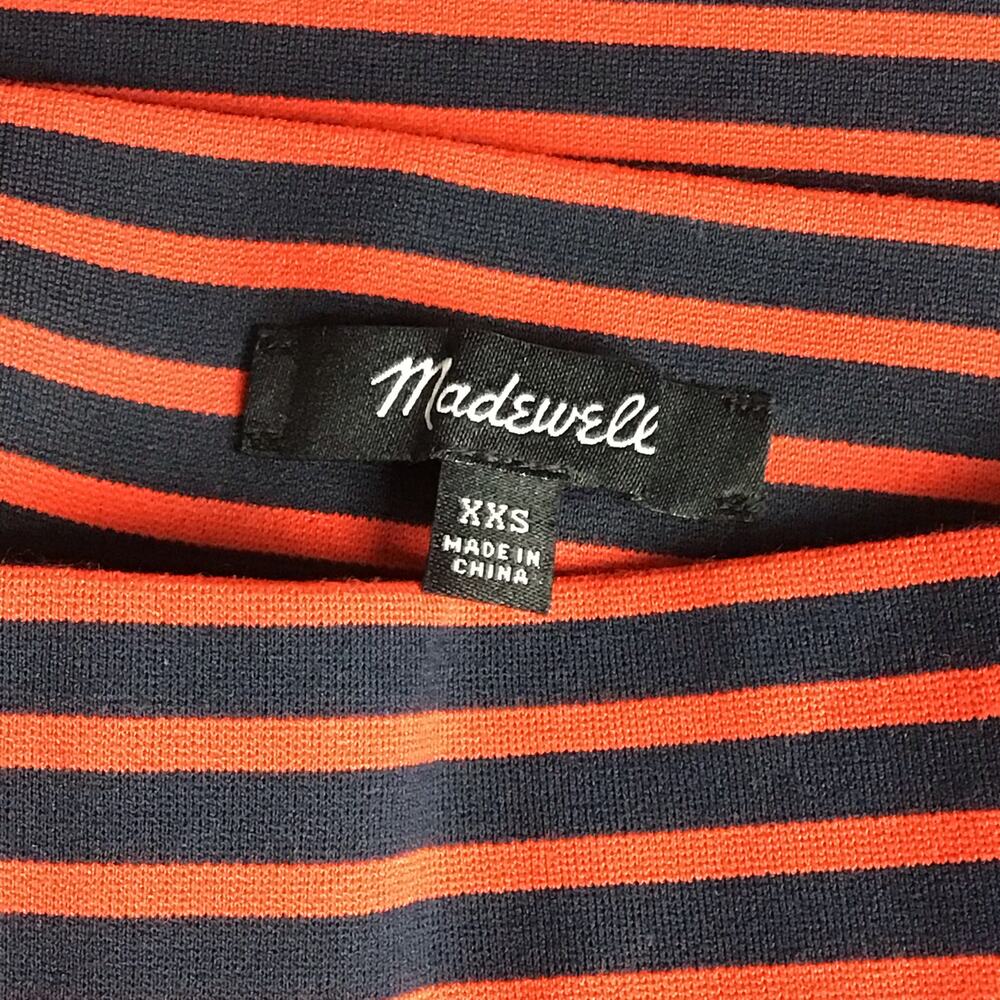 MADEWELL City Skirt Sailor Stripe Navy Blue Red Ponte Knit XXS Nautical - Picture 7 of 8